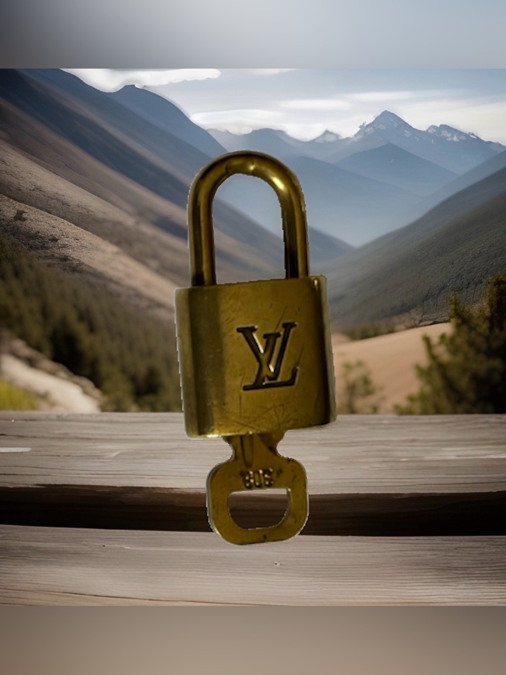 Louis Vuitton Gold-Tone Padlock with Key #308